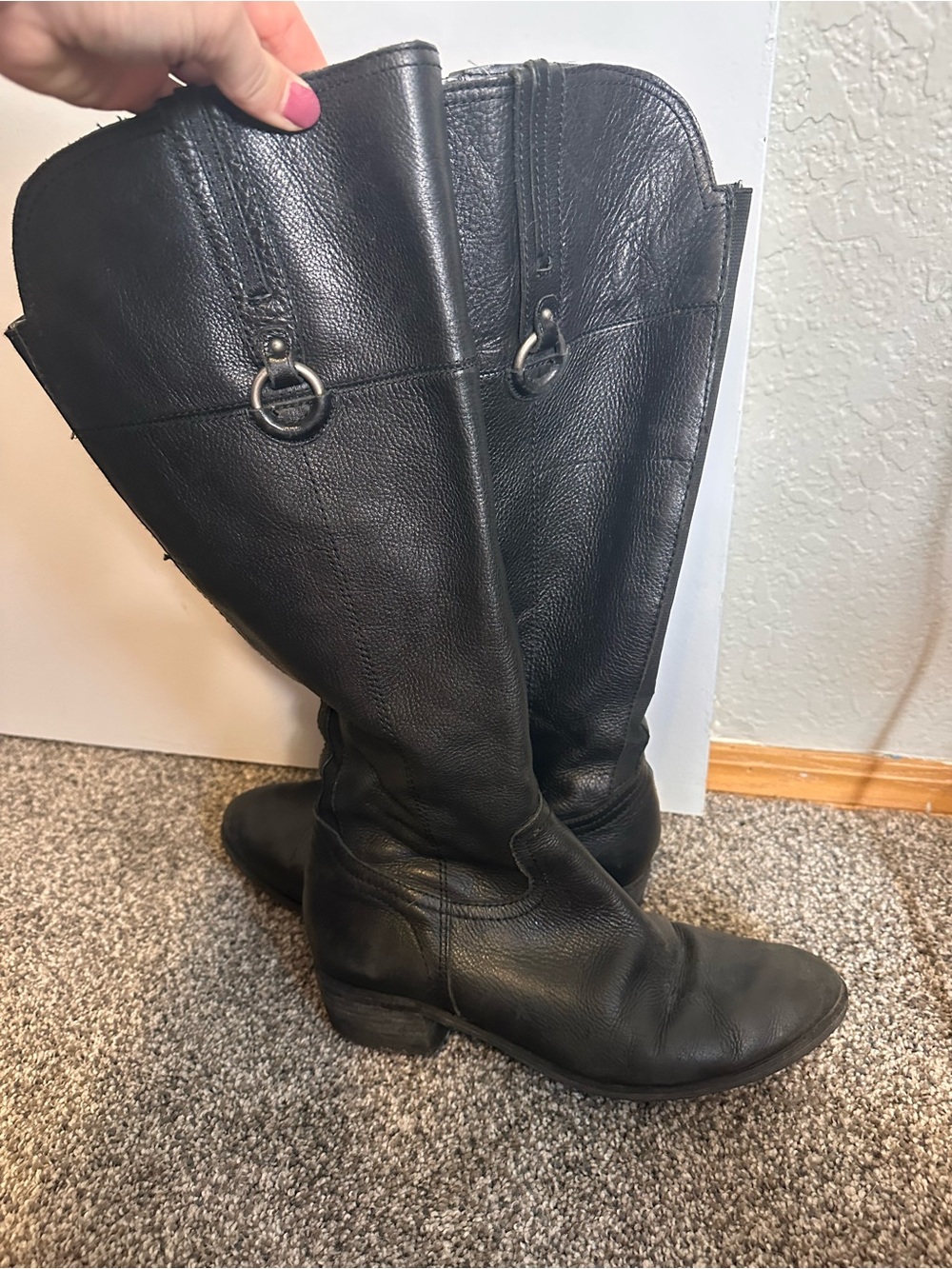 Classic Black Leather Knee-High Women's Boots